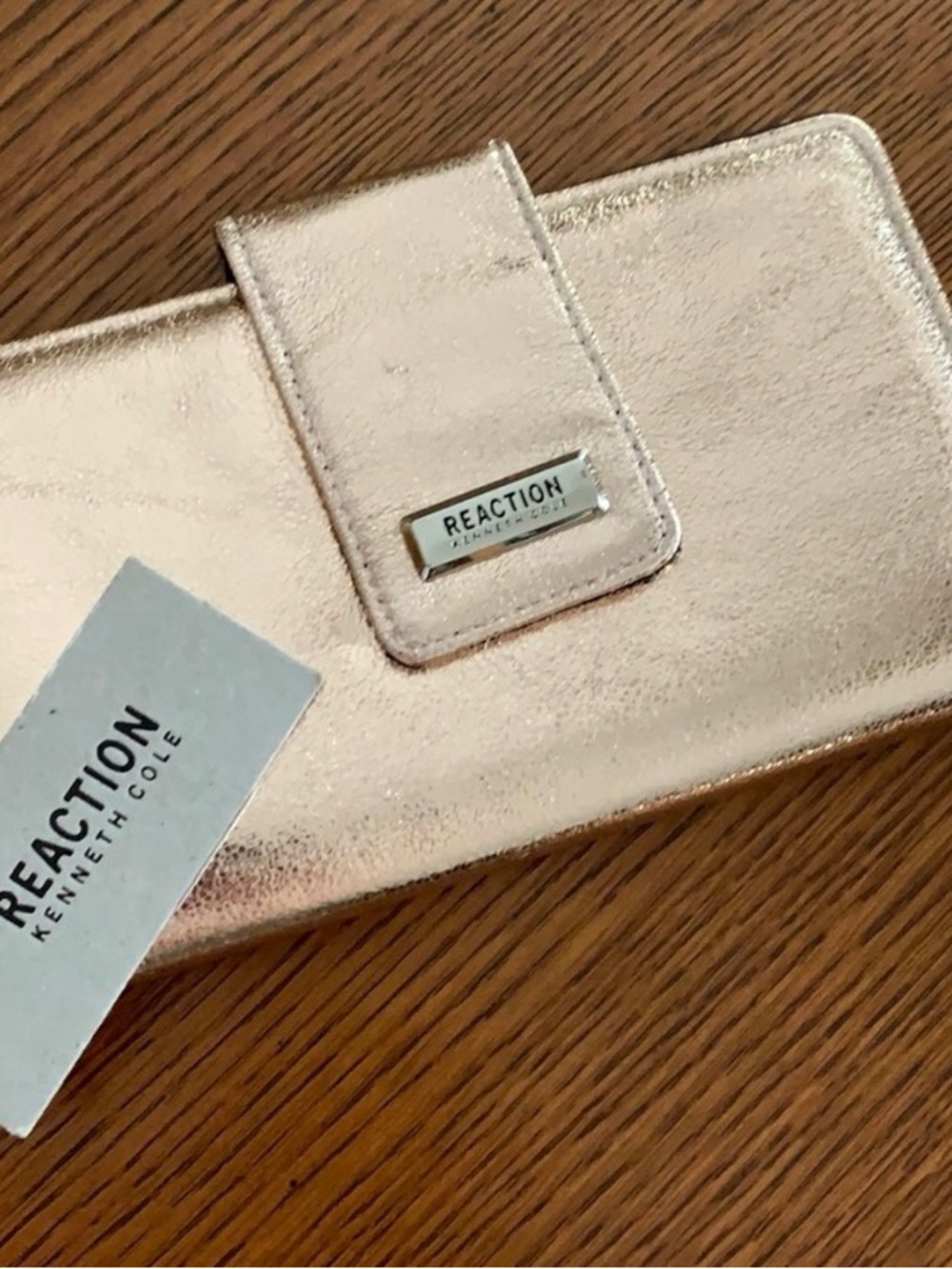 KENNETH COLE Reaction Whitney Wallet Clutch Organizer Metallic Rose‎ Gold NWT